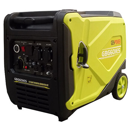 Genpower GBG 60 IES Model 6 Kva Benzinli,Marşlı,Ses İzolasyon Kabinli,Tekerlekli,Monofaze ( 220 Volt) İnverter Portatif Jeneratör