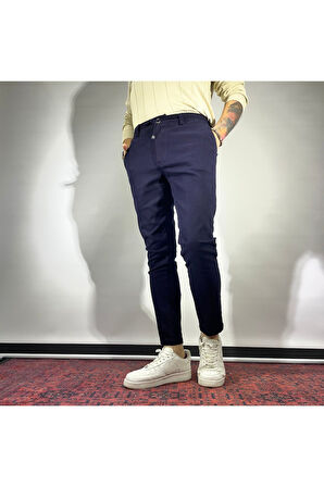 Slim Fit Beli Lastikli Gabardin Erkek Siyah Pantolon