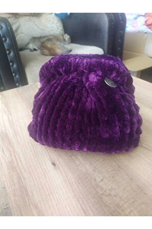 Gizli Burslu Kadife Mor Çanta Handmade