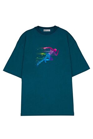 Unisex Oversize T-shirt Koşan Adam