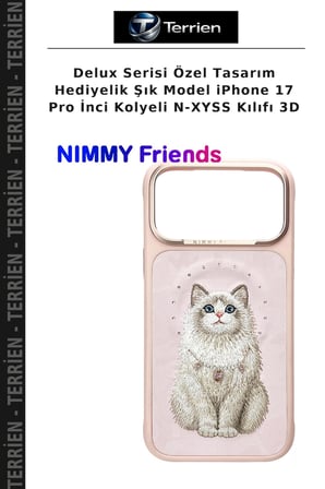 Delux Serisi Özel Tasarım Hediyelik Şık Model iPhone 17 Pro İnci Kolyeli N-XYSS Kılıfı 3D