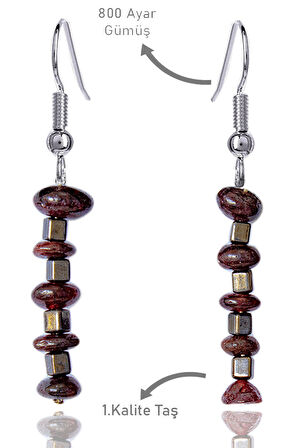 Sertifikalı Kırık Taşlı Model Lal - Garnet Taşı Küpe