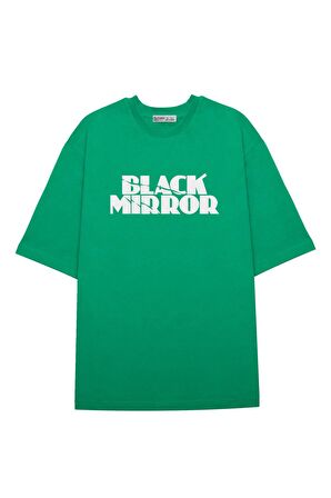 Unisex Oversize T-shirt Black Mirror-Logo
