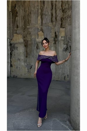 STR STORE Degaje Elbise Kollu Kısa Taş Abiye Yaka Detaylı · Renk: Saks · Beden: S GBZS