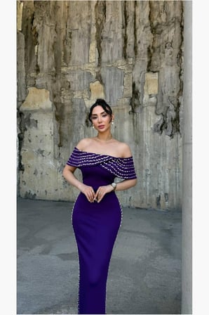 STR STORE Degaje Elbise Kollu Kısa Taş Abiye Yaka Detaylı · Renk: Saks · Beden: S GBZS