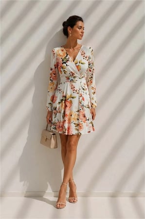 STR STORE Kruvaze Elbise Kollu Mini Abiye Yaka Uzun · Renk: Pembe · Beden: L GBZS