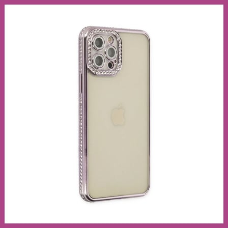 STR STORE iPhone 12 Pro Kılıf Joke Taşlı Silikon - Mor GBZS