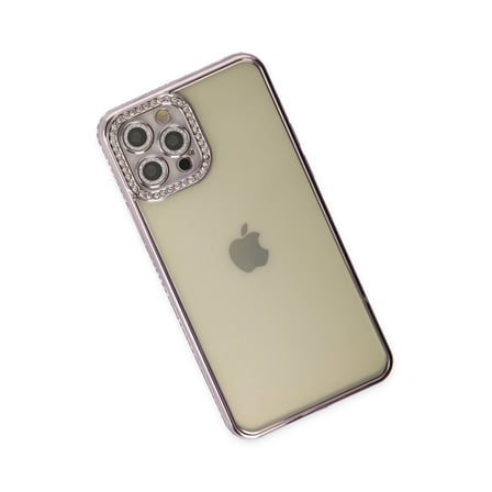 STR STORE iPhone 12 Pro Kılıf Joke Taşlı Silikon - Mor GBZS