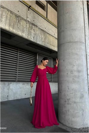 STR STORE Saten Kumaş Abiye Yaka Elbise Maxi Kare · Renk: Siyah · Beden: L GBZS