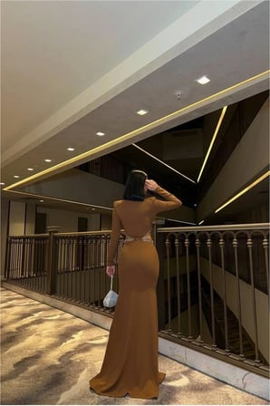 STR STORE Bisiklet Uzun Taş Abiye Yaka Elbise Kollu Detaylı · Renk: Vizon · Beden: M GBZS