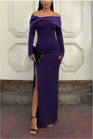 STR STORE Carmen Elbise Abiye Yaka Fiyonk Detaylı · Renk: Saks · Beden: S GBZS