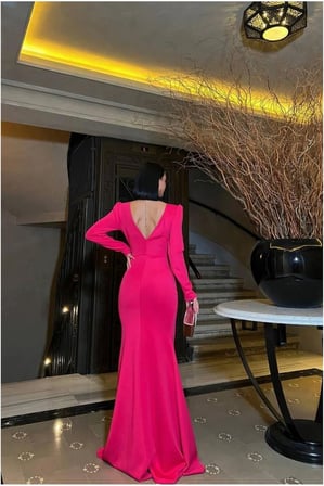 STR STORE V Uzun Taş Abiye Yaka Elbise Kollu Detaylı · Renk: Siyah · Beden: L GBZS