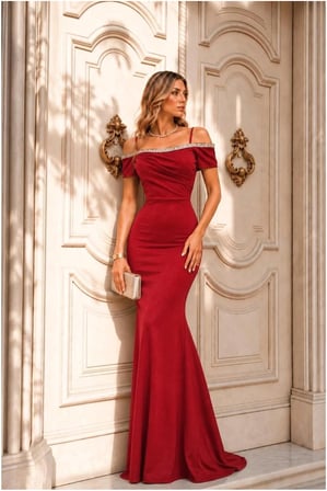 STR STORE Carmen Elbise Kollu Kısa Abiye Yaka Balık Kesim · Renk: Mor · Beden: S GBZS