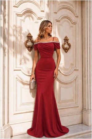 STR STORE Carmen Elbise Kollu Kısa Abiye Yaka Balık Kesim · Renk: Mor · Beden: S GBZS