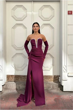 STR STORE Kadın Krep Yaka V Elbise Detaylı · Renk: Kırmızı · Beden: XL GBZS