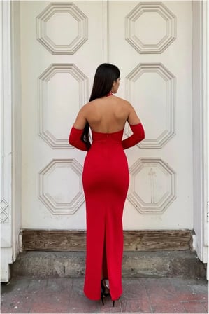 STR STORE Balıkçı Uzun Kesim Abiye Yaka Balık Elbise Kollu · Renk: Kırmızı · Beden: 3XL GBZS