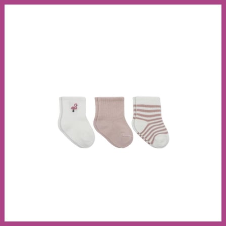 STR STORE Flamingo Girl 3'lü Penye Soket Çorap 10136 Gül Kurusu · Beden: 0-3 Ay · Renk: Gül Kurusu GBZS