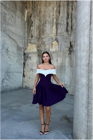STR STORE V Mini Abiye Yaka Elbise Detaylı Pile · Renk: Zümrüt · Beden: L GBZS