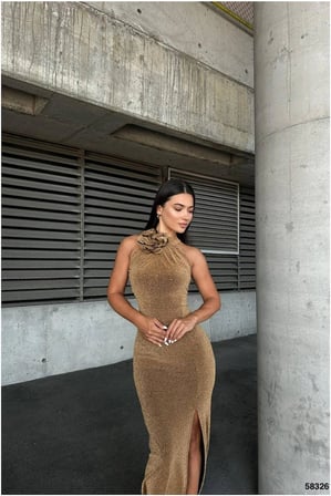 STR STORE Bisiklet Kesim Abiye Yaka Balık Elbise Yırtmaçlı · Renk: Zümrüt · Beden: L GBZS