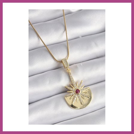 STR STORE 316L Çelik Gold Renk Zirkon Taşlı Yıldız Model Kadın Kolye GBZS