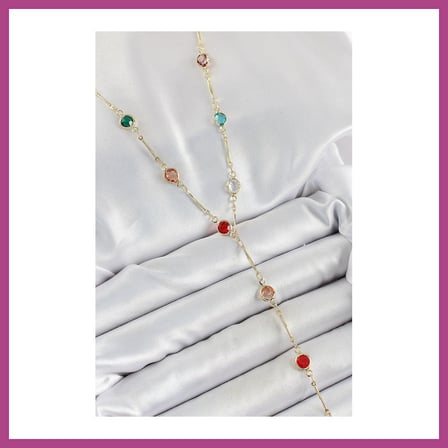 STR STORE Pirinç Asorti Model Gold Renk Zirkon Taşlı Y Kolye GBZS