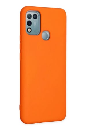STR STORE İnfinix Hot 10 Play Uyumlu Kılıf Nano içi Kadife Silikon - Turuncu GBZS