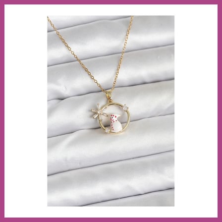 STR STORE 316L Çelik Zincir Gold Zirkon Taşlı Yılbaşı Temalı Kadın Kolye GBZS