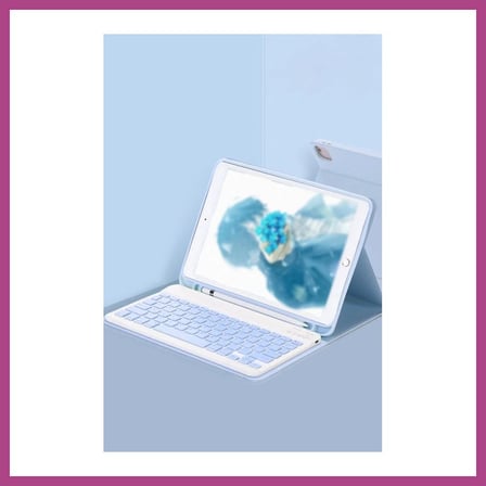 STR STORE iPad Pro 11 (2024) Kılıf KC01 Smart Klavyeli Tablet Kılıfı - Açık Mavi GBZS