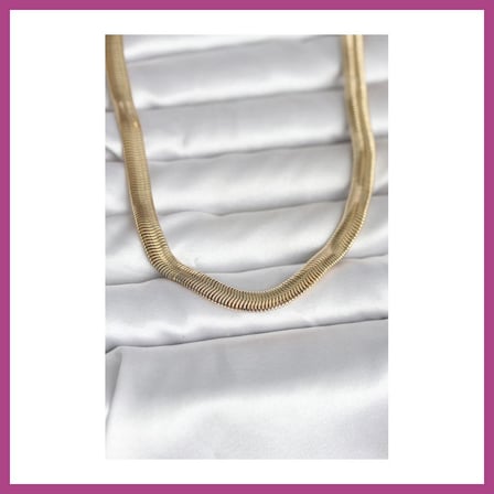 STR STORE CM 14K Gold Renk Kalın Yassı Yılan Zincir Model 45 cm Kadın Kolye GBZS