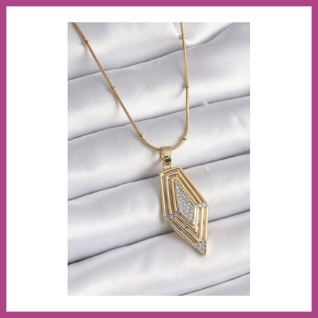 STR STORE 316L Çelik Gold Renk Zirkon Taşlı Vintage Model Kadın Kolye GBZS