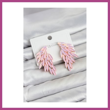STR STORE Pembe Renk Kristal Taşlı Kanat Küpe GBZS