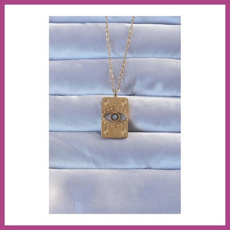 STR STORE 316L Çelik Gold Renk İşlemeli Nazarlı Vintage Kolye GBZS