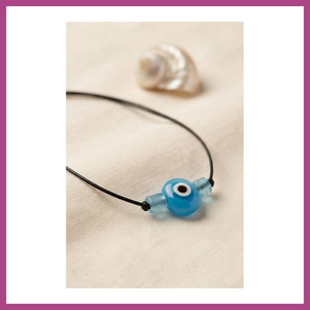STR STORE Handmade Bohem Açık Mavi Nazar Kolye GBZS