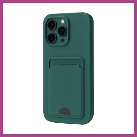 STR STORE iPhone 16 Pro Uyumlu Kılıf Kelvin Kartvizitli Silikon - Koyu Yeşil GBZS