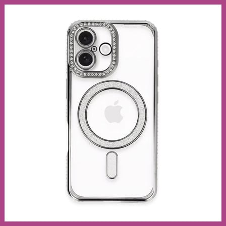 STR STORE iPhone 16 Plus Uyumlu Kılıf Joke Simli Magneticsafe Kılıf - Gri GBZS