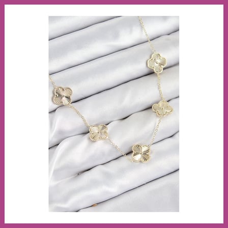 STR STORE Pirinç VIP Yonca Model Gold Renk Kadın Kolye GBZS