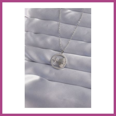 STR STORE 316L Çelik Zincir Gümüş Renk Zirkon Taşlı Yıldız Figürlü Oval Kolye GBZS