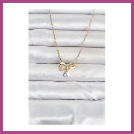 STR STORE 316L Çelik Zincir Gold Renk Fiyonk Model Kadın Kolye GBZS