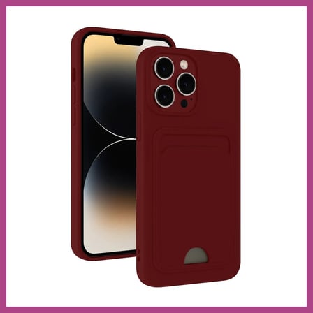 STR STORE iPhone 15 Pro Max Uyumlu Kılıf Kelvin Kartvizitli Silikon - Bordo GBZS