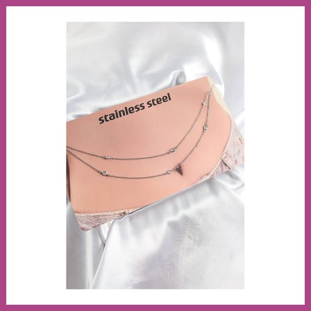 STR STORE 316L Çelik Zirkon Taşlı Damla Model Gümüş Renk Göbek Bel Zinciri GBZS