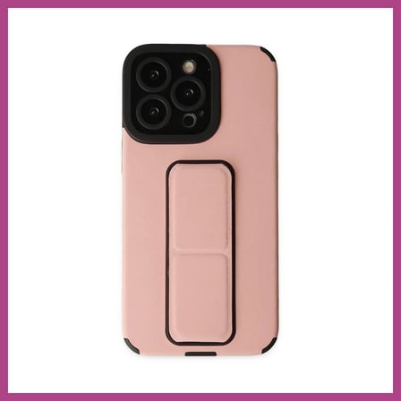 STR STORE iPhone 14 Pro Uyumlu Kılıf Mega Standlı Silikon - Pudra GBZS
