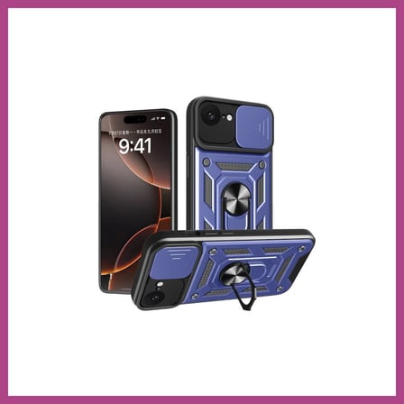 STR STORE iPhone 16E Uyumlu Kılıf Pars Lens Yüzüklü Silikon - Lacivert GBZS