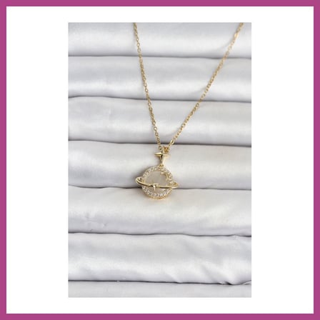STR STORE 316L Çelik Zincir Gold Renk Gezegen Model Kadın Kolye GBZS