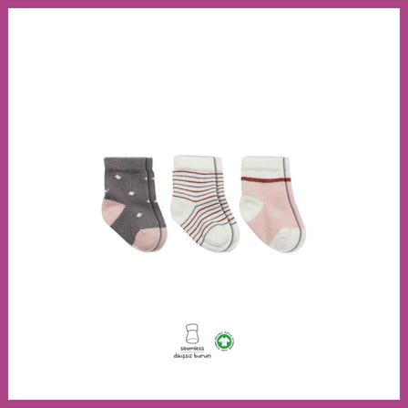 STR STORE 3'Lü Penye Kız Soket Çorap 10112 Gri · Beden: 0-3 Ay · Renk: Gri GBZS