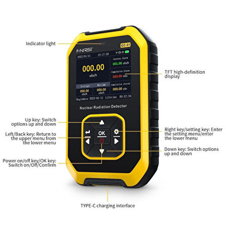 Fnirsi GC-01 Nükleer Radyasyon Test Cihazı Dedektörü