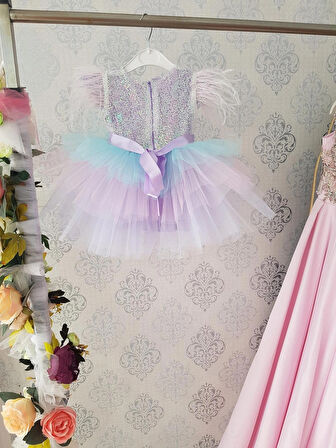 Çocuk Lila Unicorn Ve Deniz Kızı Konsept Elbise
