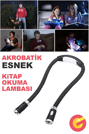 GüncelÇarşı Akrobatik LED Esnek Boyun Kitap Okuma Işığı Çalışma Lambası Pille Çalışan, Piller Dahil Değildir