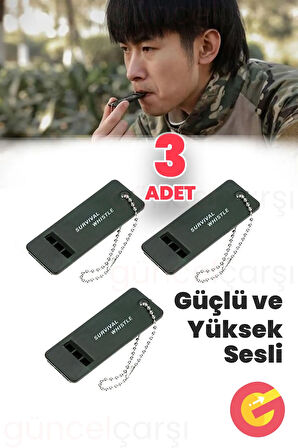 GüncelÇarşı 3 Adet Kamp Outdoor Yaşam Yüksek Sesli Spor Kamp Doğa Acil Durum Deprem Düdüğü Plastik Düdük