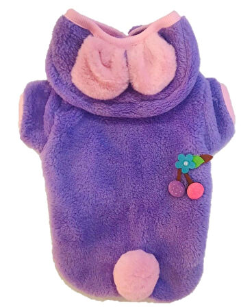 Gedyco Lilac Premium Peluş Küçük Irk Köpek Sweatshirtü (2 kg-9 kg arası köpeklere uygundur)