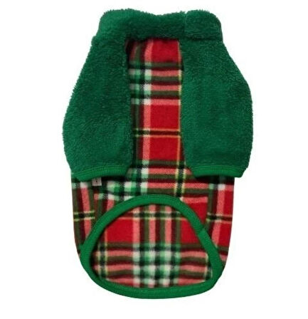 Gedyco Kırmızı Ekose Polar Orta Irk Köpek Sweatshirtü (8 kg-20 kg arası köpeklere uygundur)